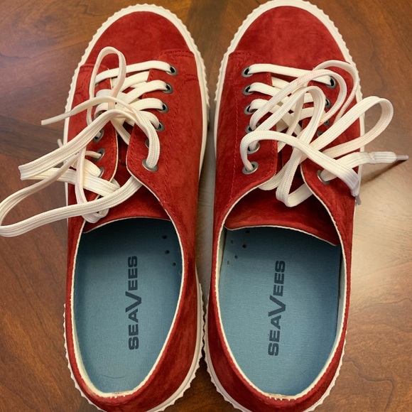 Seavees Darby red suede leather sneakers size 7.5 - Picture 2 of 7